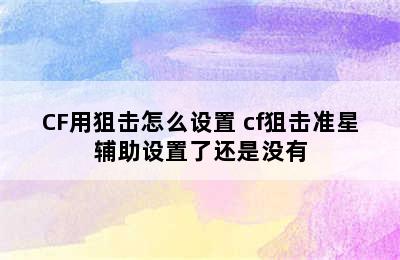 CF用狙击怎么设置 cf狙击准星辅助设置了还是没有